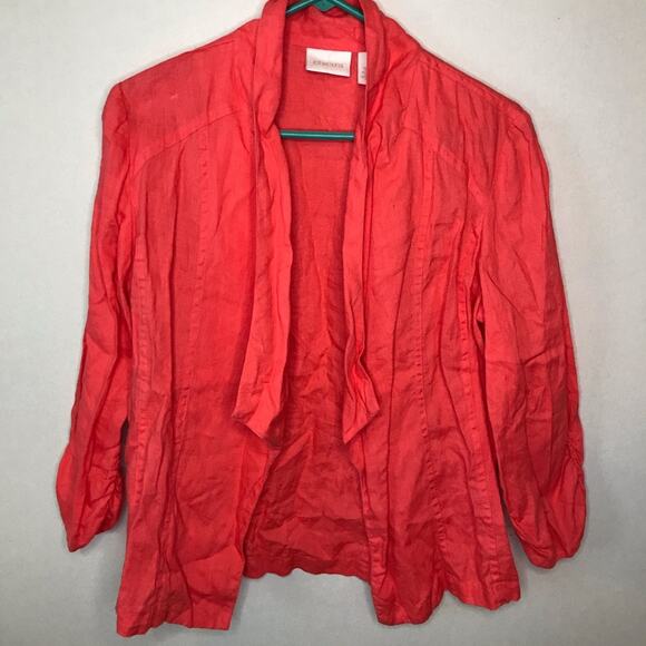 Chico’s Coral 100% Linen Open Front Cardigan - Picture 2 of 8